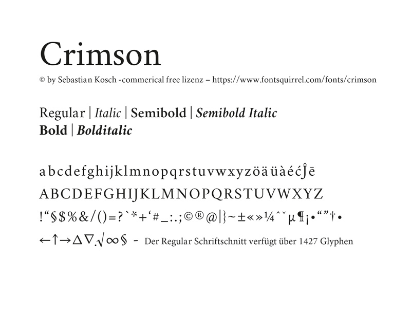 Buch Fonts Serifen crimson detail