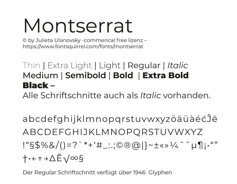 Buch Fonts Serifenlos montserrat detail