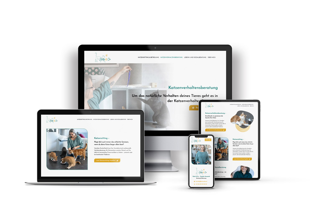 Webdesign Katz & Co | Mockupansicht verschiedener Devices von der Website