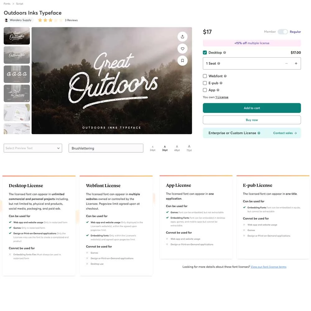 Creativemarket - suche nach free fonts
